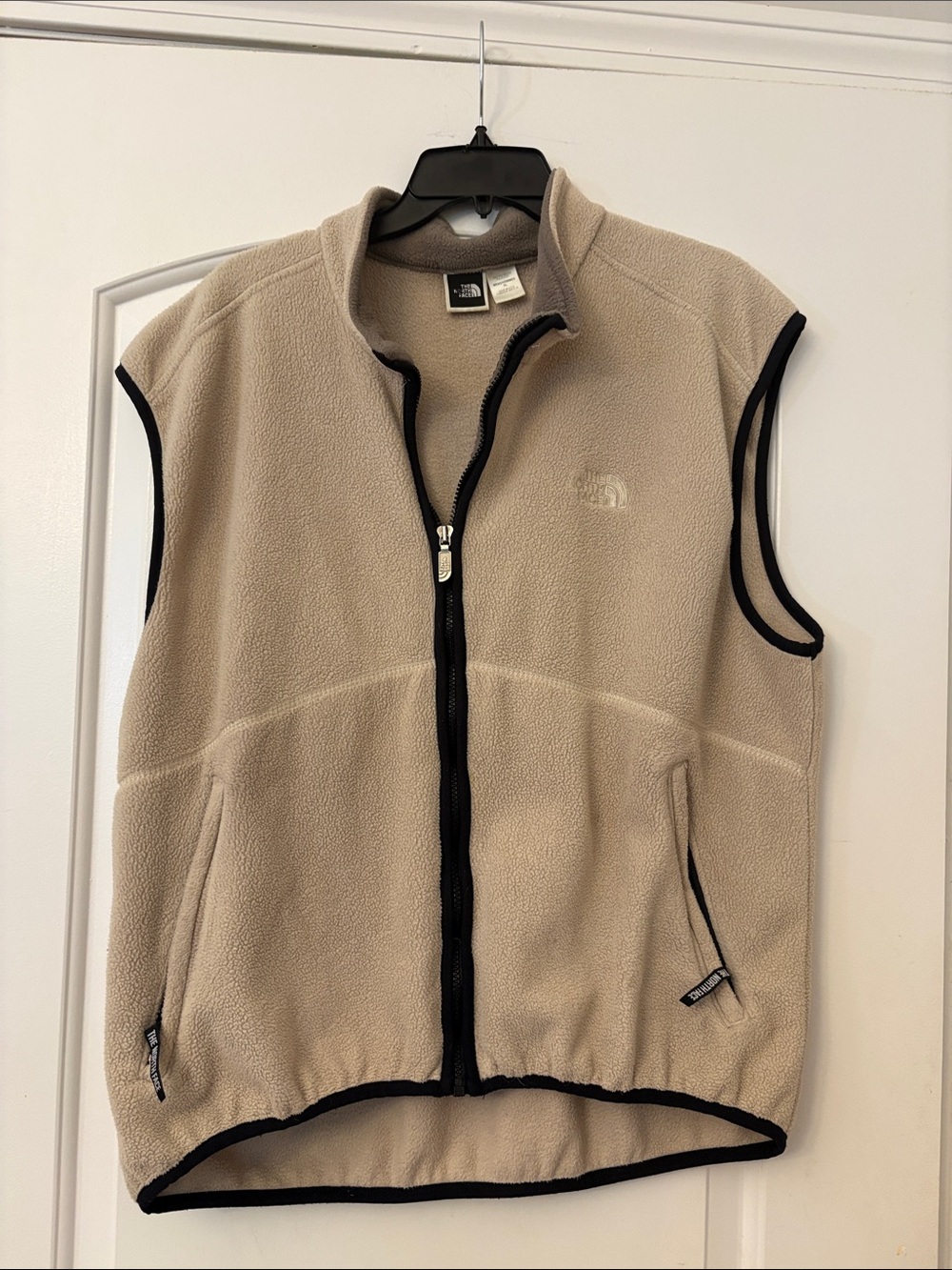 The North Face Tan Fleece Vest with Black Trim